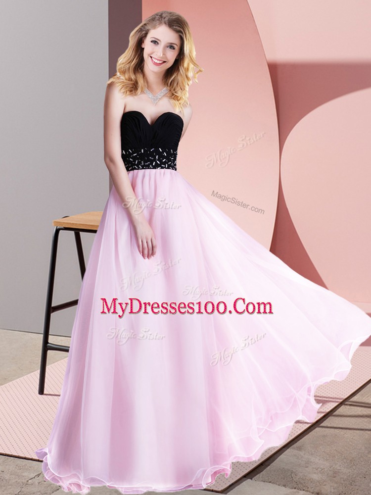 High Class Lilac Tulle Lace Up Evening Dress Sleeveless Floor Length Beading