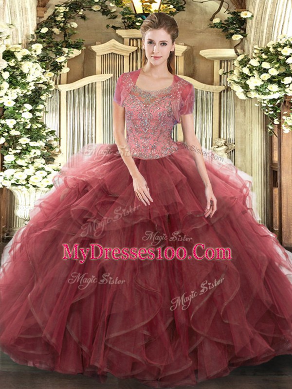 New Arrival Sleeveless Clasp Handle Floor Length Beading and Ruffled Layers Quinceanera Dress