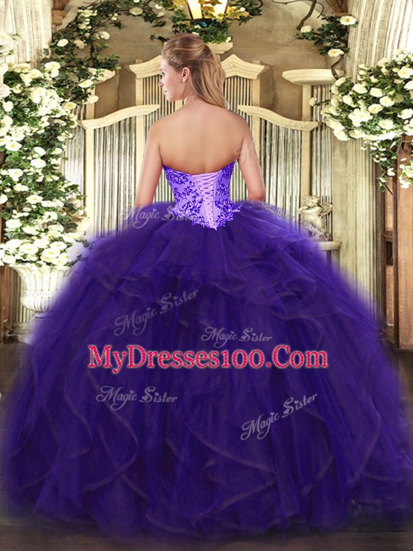 On Sale Green Sweetheart Lace Up Appliques and Ruffles Quinceanera Dresses Sleeveless
