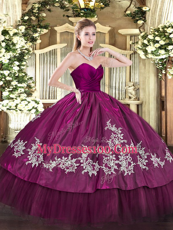 Custom Fit Fuchsia Sleeveless Floor Length Embroidery Zipper Quinceanera Dresses