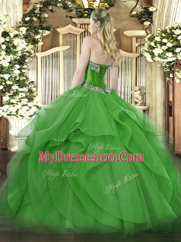 Fine Blue 15 Quinceanera Dress Military Ball and Sweet 16 and Quinceanera with Beading and Ruffles Sweetheart Sleeveless Lace Up