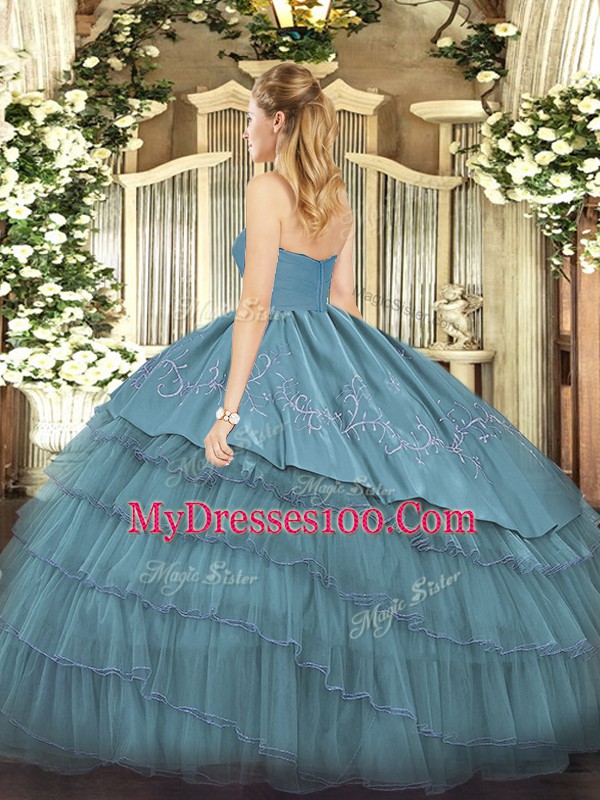 Floor Length Brown Vestidos de Quinceanera Organza and Taffeta Sleeveless Embroidery and Ruffled Layers