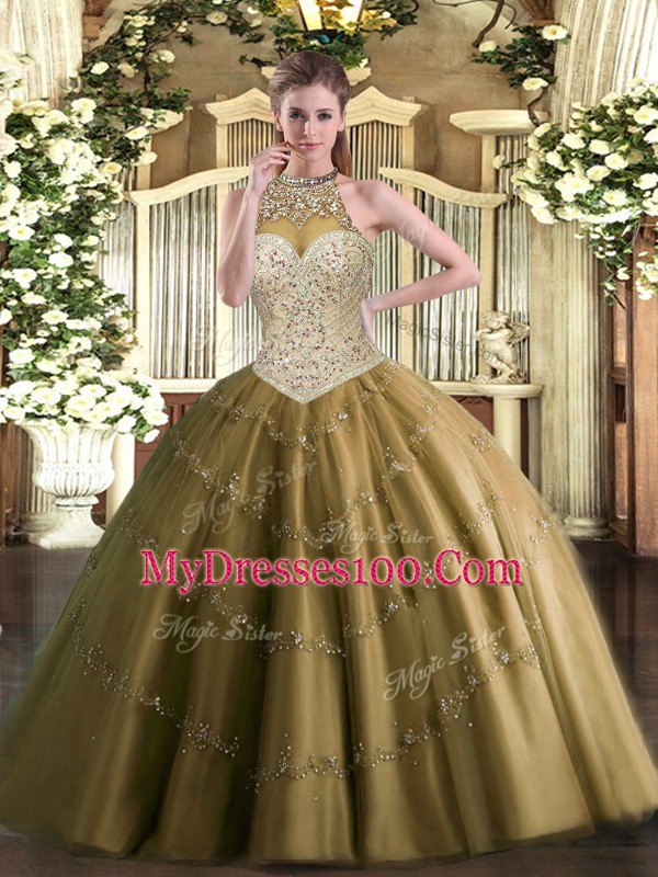 Flirting Sleeveless Lace Up Floor Length Beading and Appliques Quince Ball Gowns