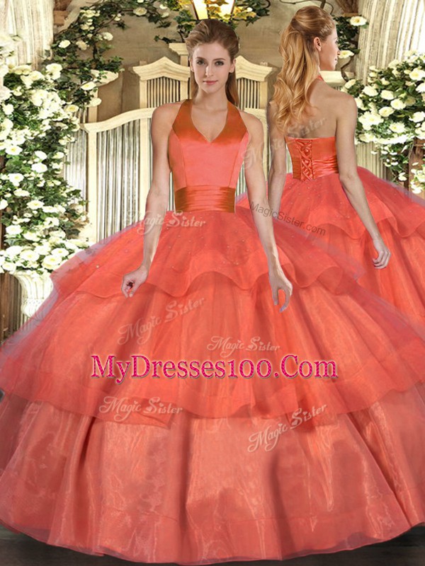 Extravagant Tulle Sleeveless Floor Length Quinceanera Dresses and Ruffled Layers