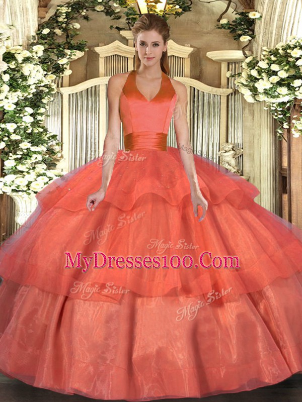 Extravagant Tulle Sleeveless Floor Length Quinceanera Dresses and Ruffled Layers