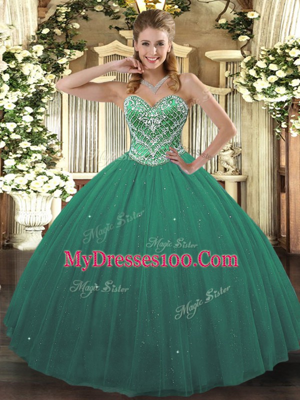 Sleeveless Lace Up Floor Length Beading Quinceanera Dresses