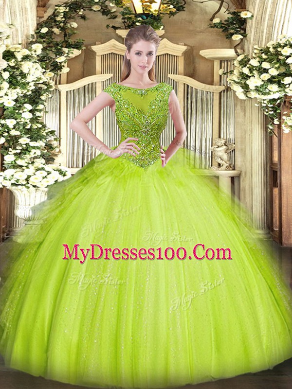 Sleeveless Zipper Floor Length Beading Sweet 16 Dresses