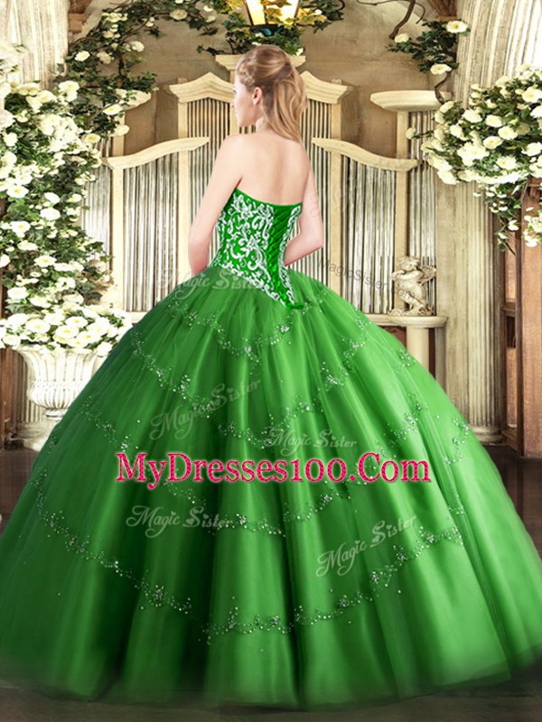 Pretty Ball Gowns Ball Gown Prom Dress Olive Green Sweetheart Tulle Sleeveless Floor Length Lace Up