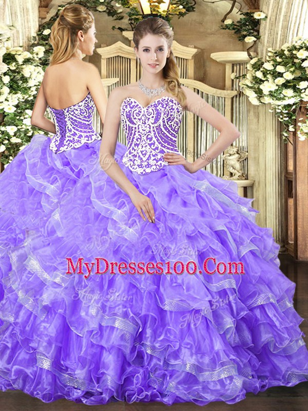 Smart Organza Sleeveless Floor Length Ball Gown Prom Dress and Beading and Ruffled Layers