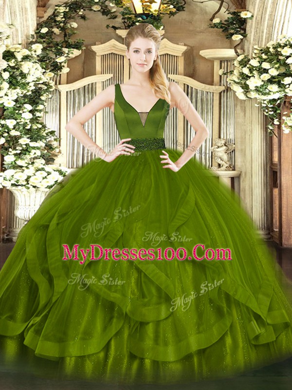 Captivating Sleeveless Beading and Ruffles Zipper Quinceanera Gowns