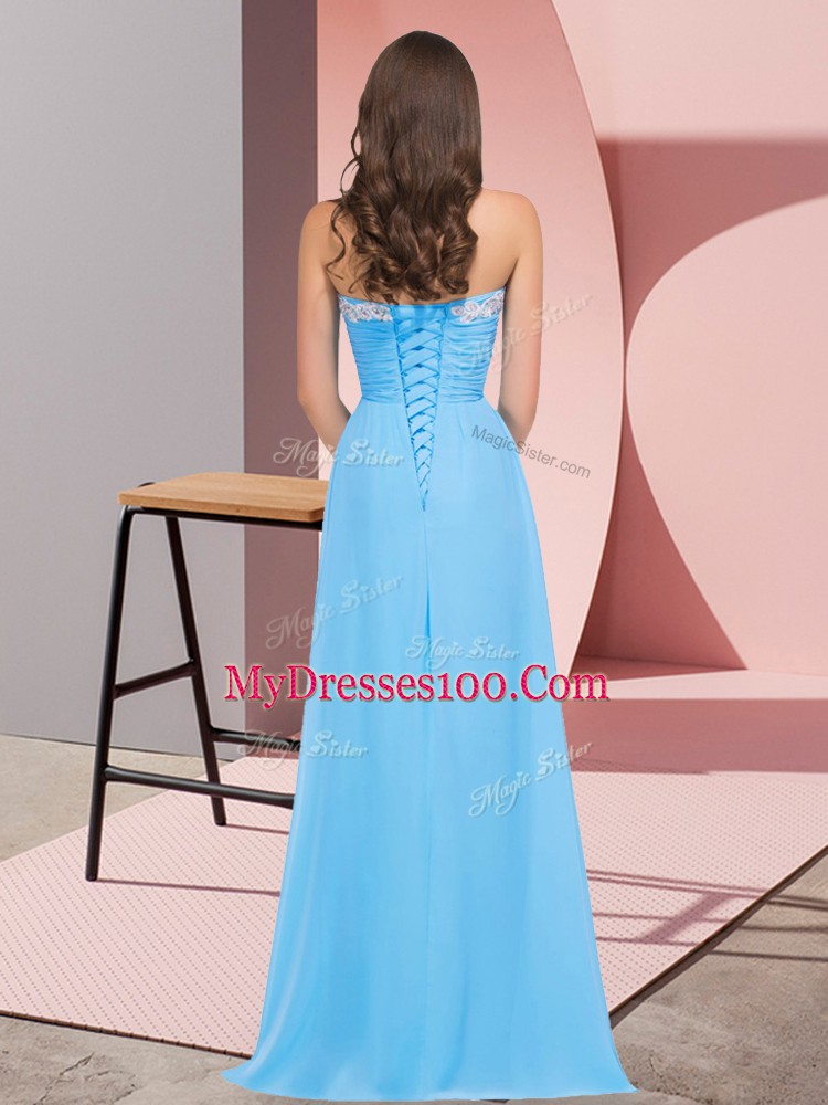 Glittering Floor Length Apple Green Homecoming Dress Chiffon Sleeveless Ruching