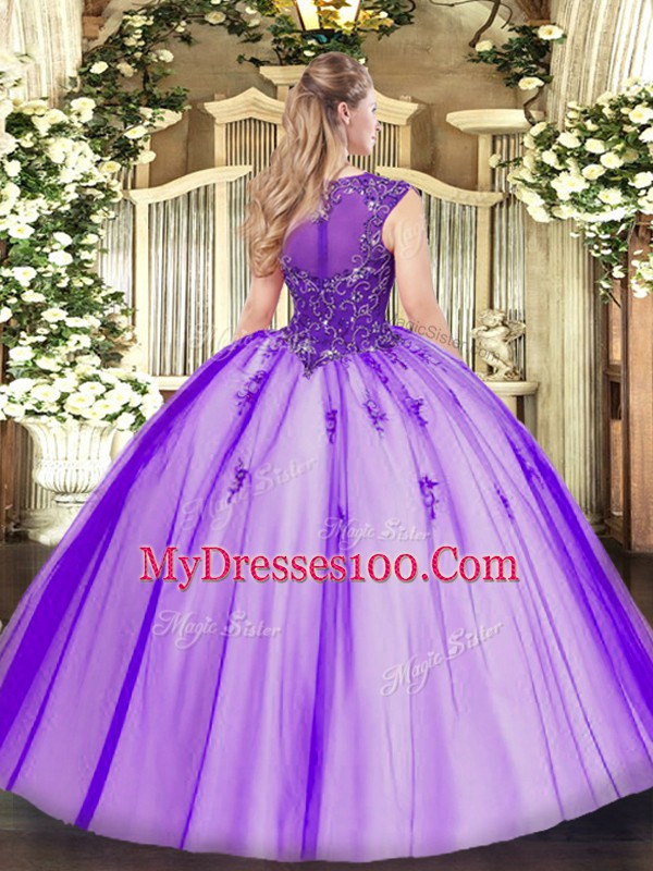 Floor Length Sweet 16 Quinceanera Dress Tulle Sleeveless Beading