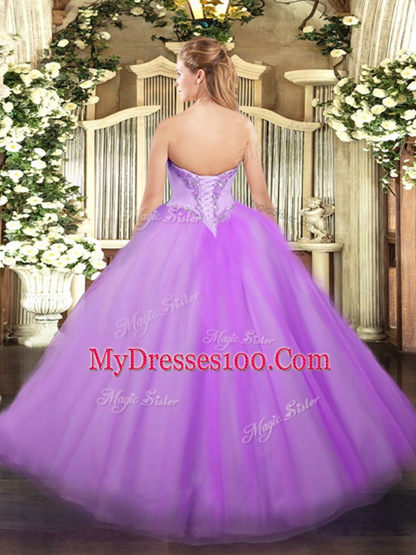 Sleeveless Floor Length Beading Lace Up Sweet 16 Dresses with Aqua Blue