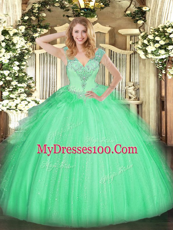 Sleeveless Beading Lace Up Sweet 16 Dress