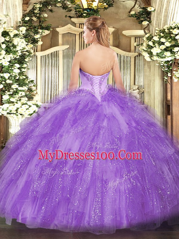 Sleeveless Beading Lace Up Sweet 16 Dress