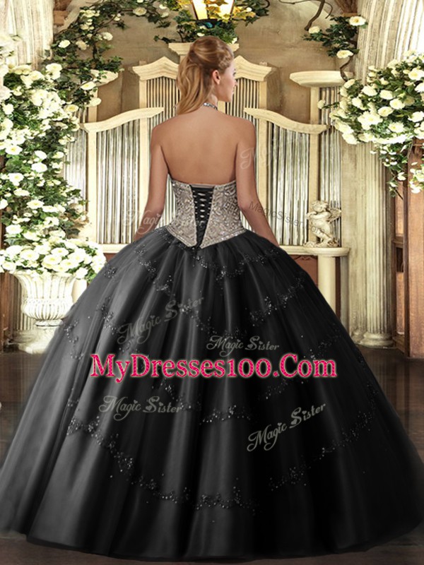 Beautiful Sleeveless Beading and Appliques Lace Up Quince Ball Gowns