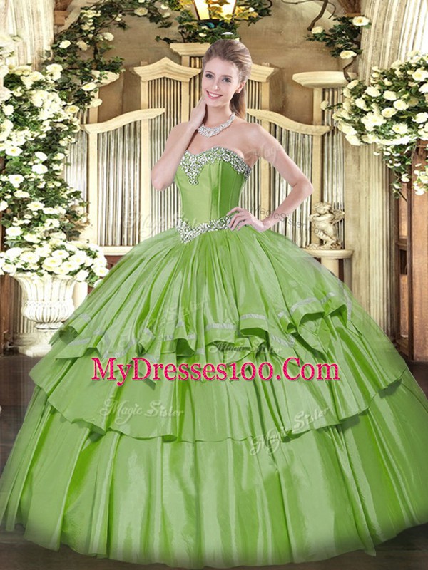 Colorful Sleeveless Lace Up Floor Length Beading and Ruffled Layers Sweet 16 Quinceanera Dress