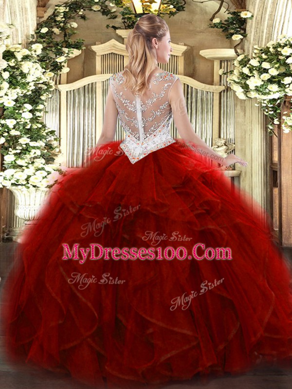 Custom Design Olive Green Zipper Sweet 16 Dress Beading and Ruffles Sleeveless Floor Length