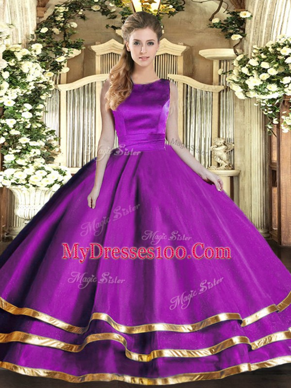 Floor Length Ball Gowns Sleeveless Eggplant Purple Vestidos de Quinceanera Lace Up