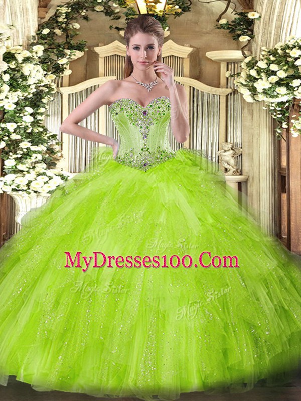 Sweetheart Sleeveless Lace Up Sweet 16 Dress Tulle
