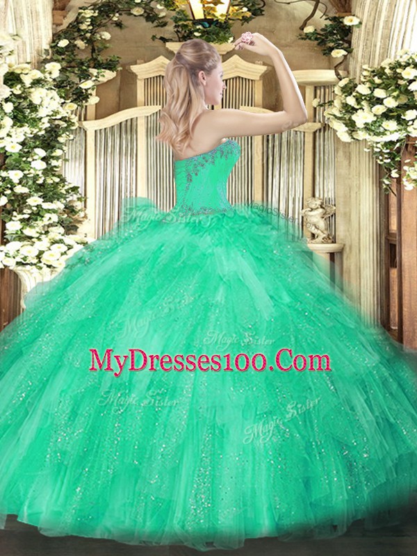 Sweetheart Sleeveless Lace Up Sweet 16 Dress Tulle
