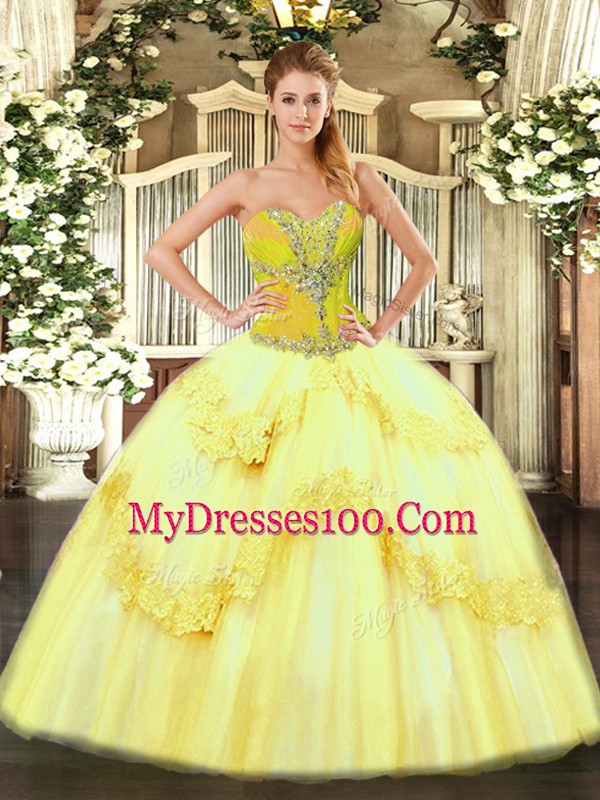 Classical Tulle Sleeveless Floor Length Vestidos de Quinceanera and Beading and Ruffles
