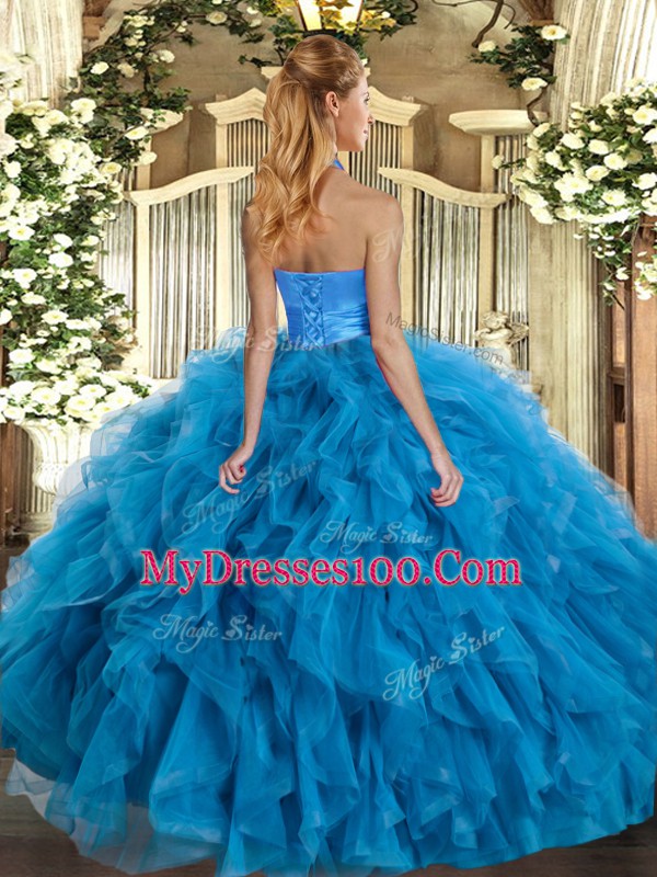 Fuchsia Sleeveless Ruffles Floor Length Quinceanera Dress