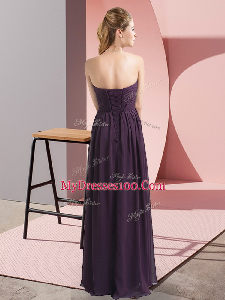 Floor Length Rust Red Sweetheart Sleeveless Lace Up