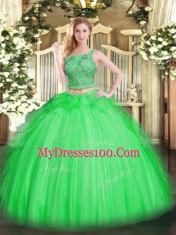 Romantic Sleeveless Lace Up Floor Length Beading and Ruffles Quince Ball Gowns