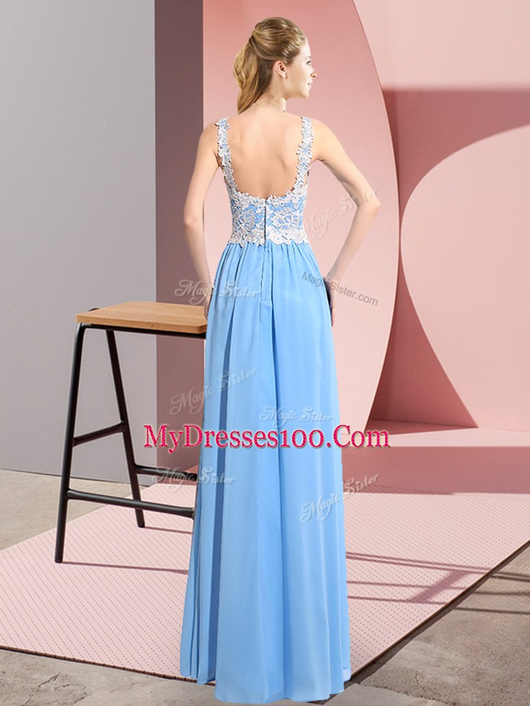 V-neck Sleeveless Chiffon Homecoming Dress Lace Zipper