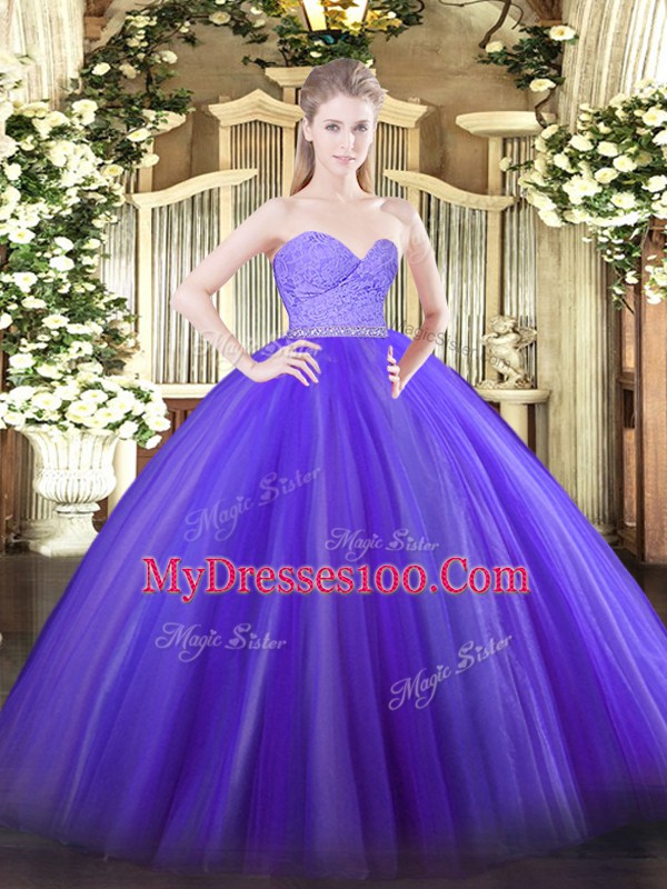 Lavender Vestidos de Quinceanera Military Ball and Sweet 16 and Quinceanera with Beading and Lace Sweetheart Sleeveless Zipper