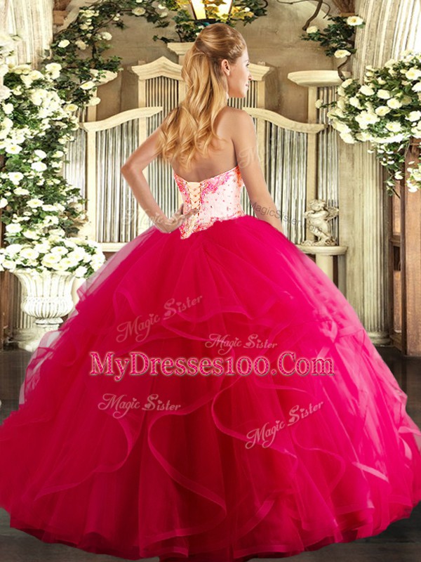 Nice Beading and Ruffles Ball Gown Prom Dress Blue Lace Up Sleeveless Floor Length