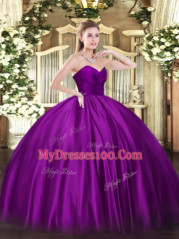 Customized Sweetheart Sleeveless Organza Quinceanera Gown Ruching Zipper