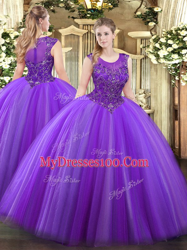 Fine Floor Length Ball Gowns Sleeveless Eggplant Purple Sweet 16 Dress Zipper