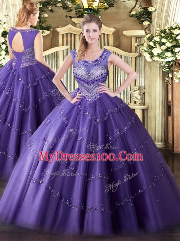 Sleeveless Lace Up Floor Length Beading and Appliques Quinceanera Dress