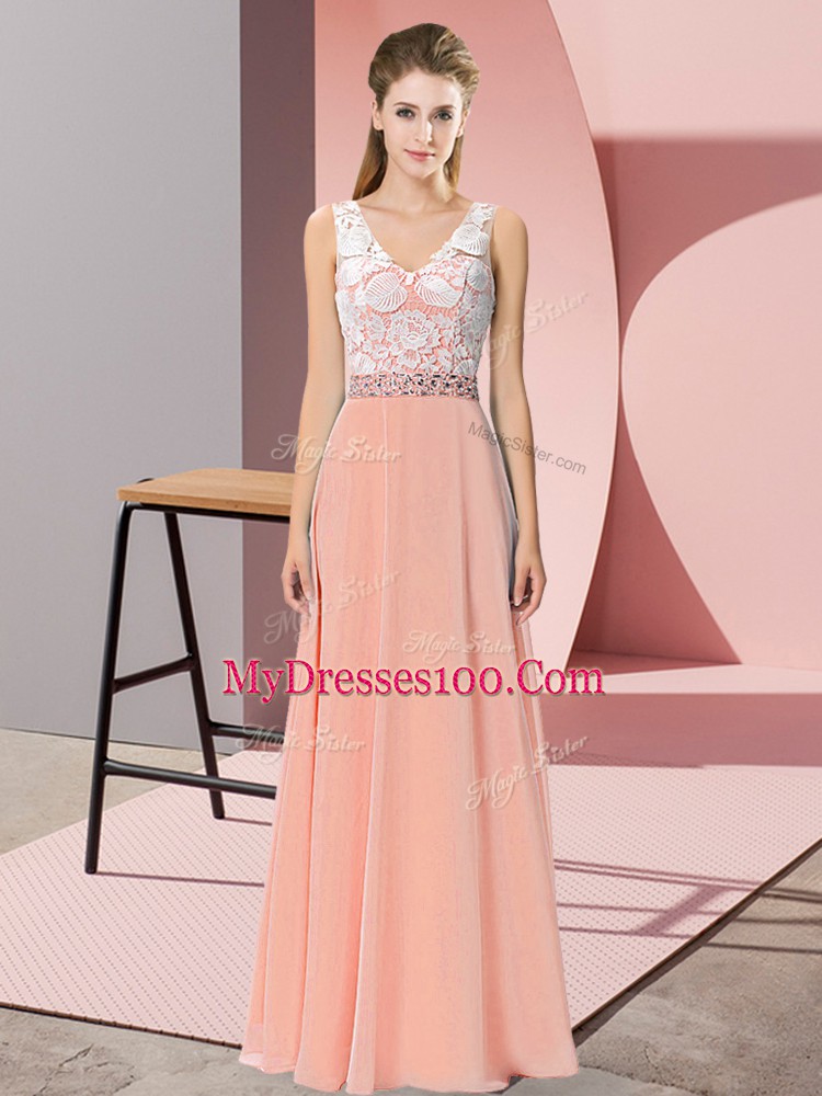 Sumptuous Sleeveless Backless Floor Length Beading Prom Dress