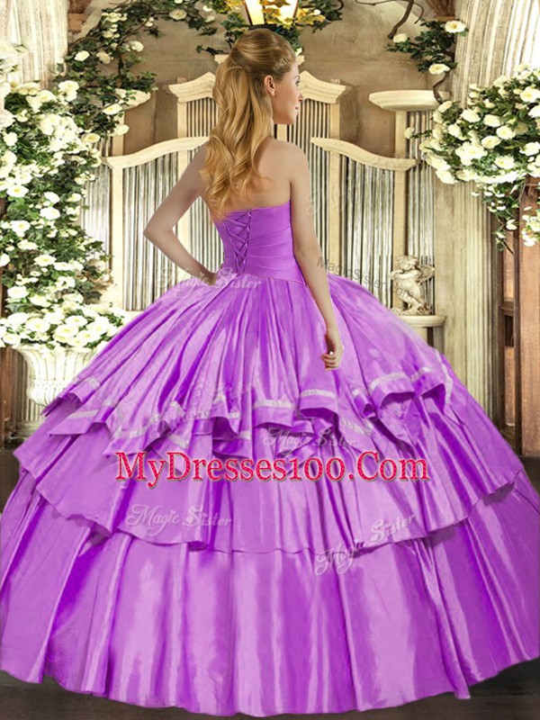 Coral Red Lace Up Strapless Ruffled Layers Quince Ball Gowns Organza Sleeveless