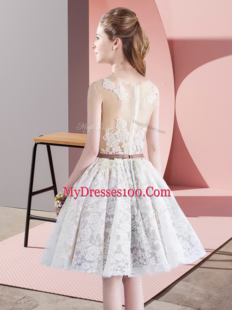 Smart White Sleeveless Taffeta and Tulle Zipper for Prom and Party