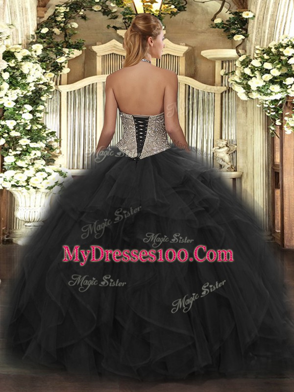 High Quality Burgundy Ball Gowns Beading 15 Quinceanera Dress Lace Up Tulle Sleeveless Floor Length