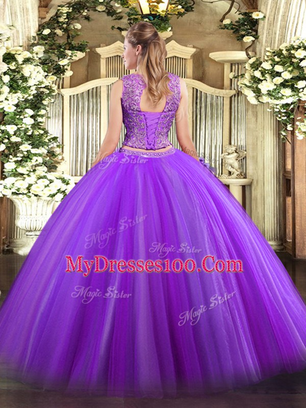 Discount Floor Length Two Pieces Sleeveless Green Quinceanera Dress Lace Up