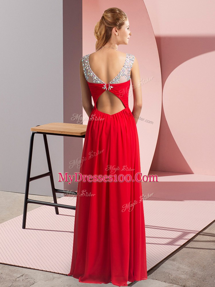 Teal Scoop Neckline Beading Dress for Prom Sleeveless Clasp Handle