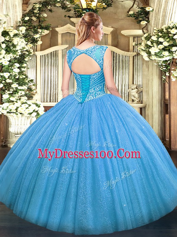 Admirable Lavender Sleeveless Beading Floor Length Quinceanera Dresses