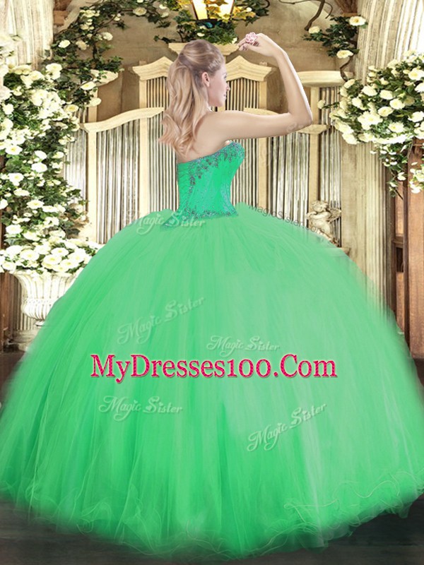 Lovely Lavender Ball Gowns Beading Vestidos de Quinceanera Lace Up Tulle Sleeveless Floor Length