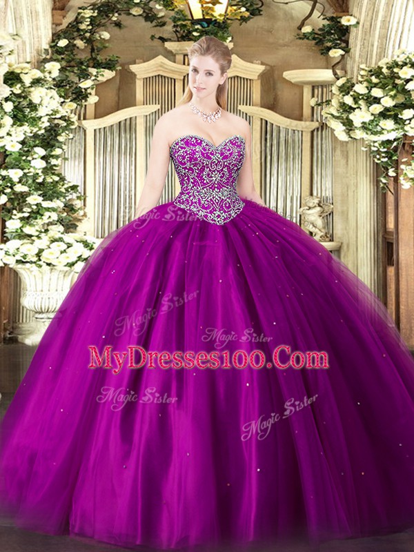 Sleeveless Lace Up Floor Length Beading Quinceanera Dress