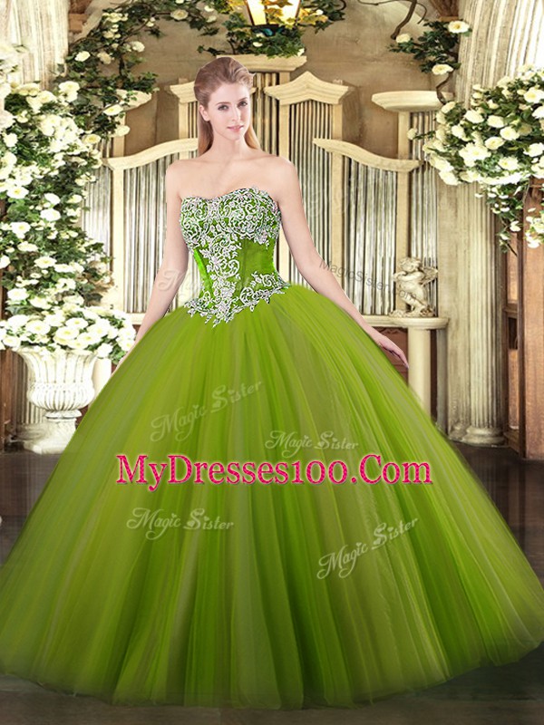 Tulle Sleeveless Floor Length Sweet 16 Dresses and Beading