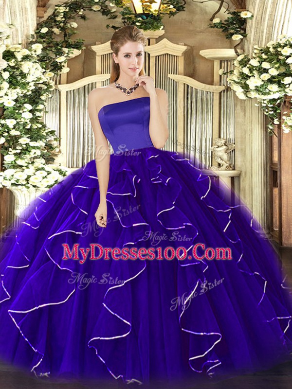 Customized Sleeveless Ruffles Zipper Ball Gown Prom Dress