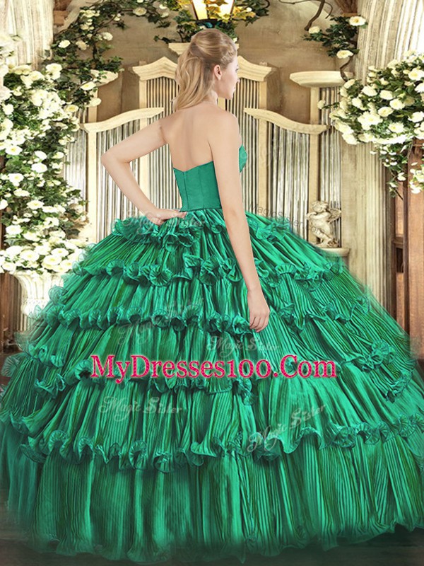 Traditional Royal Blue Sleeveless Floor Length Ruffled Layers Zipper 15th Birthday Dress