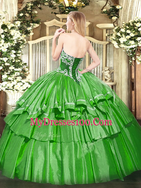Hot Pink Strapless Neckline Beading and Ruffled Layers 15 Quinceanera Dress Sleeveless Lace Up