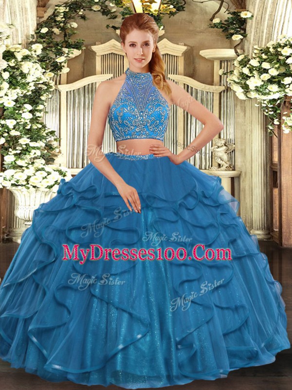 Sleeveless Criss Cross Floor Length Beading and Ruffled Layers Ball Gown Prom Dress