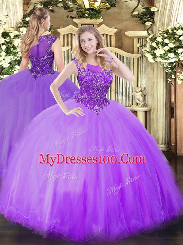 Glorious Sleeveless Zipper Floor Length Beading Quinceanera Gowns